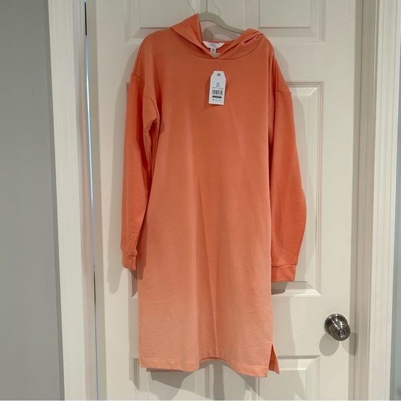 Time & Tru Women Hoodie Lightweight Sweatshirt Dress Coverup Sz XS Orange NWT - Picture 1 of 9